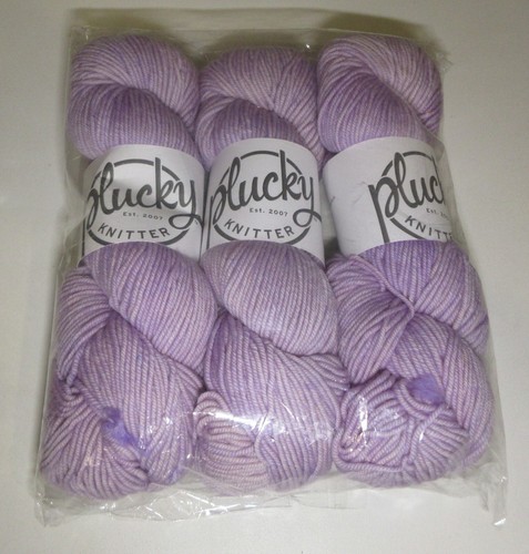 Plucky Knitter Primo DK Yarn "Opaline" ( light purple) 3 Skeins SW USA