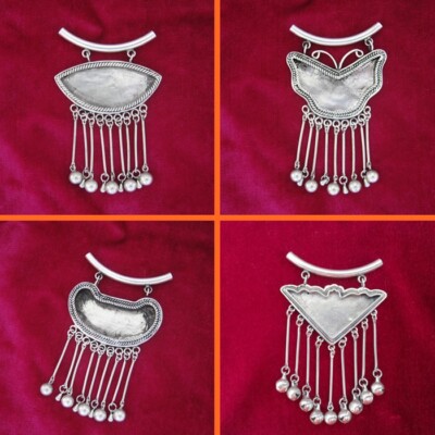 Tribal handmade miao silver tassels DIY embed accessory necklace pendant 1piece