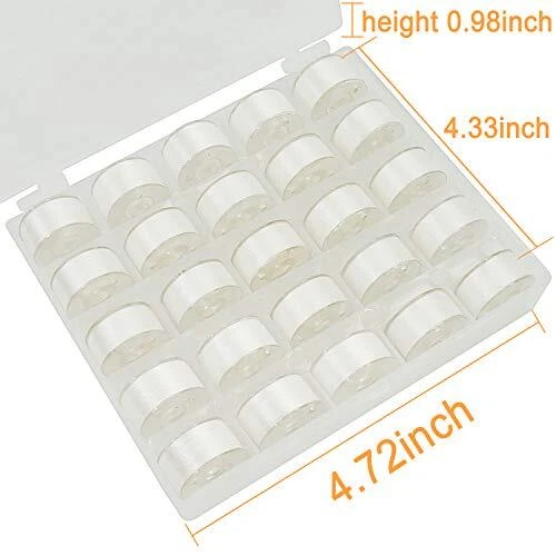  25pcs White 70D/2 (60WT) Prewound Bobbin Thread Plastic Size A SA156 for  - Image 2 of 4