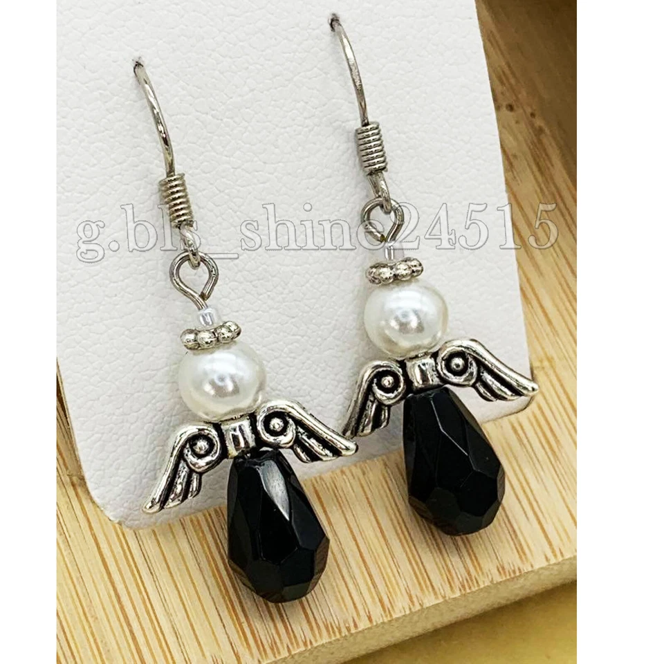 Handmade Colour Crystal Glass Pearl Angel Drop Dangle Earrings Christmas Gift - image 4 of 4