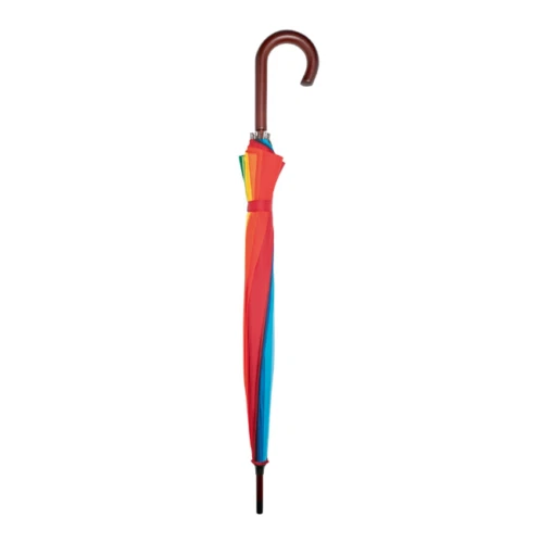 OMBRELLO GRANDE MULTICOLORE SPICCHI ARCOBALENO PIOGGIA INVERNO COLORATO NO VENTO - Immagine 3 di 4