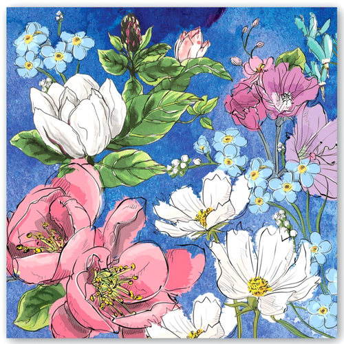 ✿ Neu MICHEL DESIGN WORKS 20 große Picknick Mittagessen Servietten MAGNOLIA Blume Floral