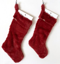 Set of 2 UGG Plush Christmas Stockings Koolaburra Red Faux Fur 22"