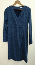 Trenery Blue V-Neck Long Sleeve Stretch Faux Wrap Women's Dress Size S