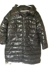 Arctic Expedition Women's 1X Coat Outerwear Hooded Shiny Jacket Black Coat Parka