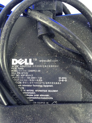 Original Dell Laptop Netzteil mit UK Stecker, DA90PE3-00 WTC0V 19,5V 4,62A#29