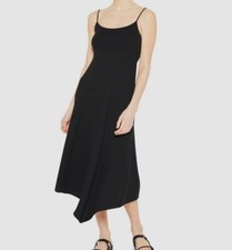  395 Theory Women's Black Sleeveless Midi Fit- -Flare Crepe Dress Size Medium