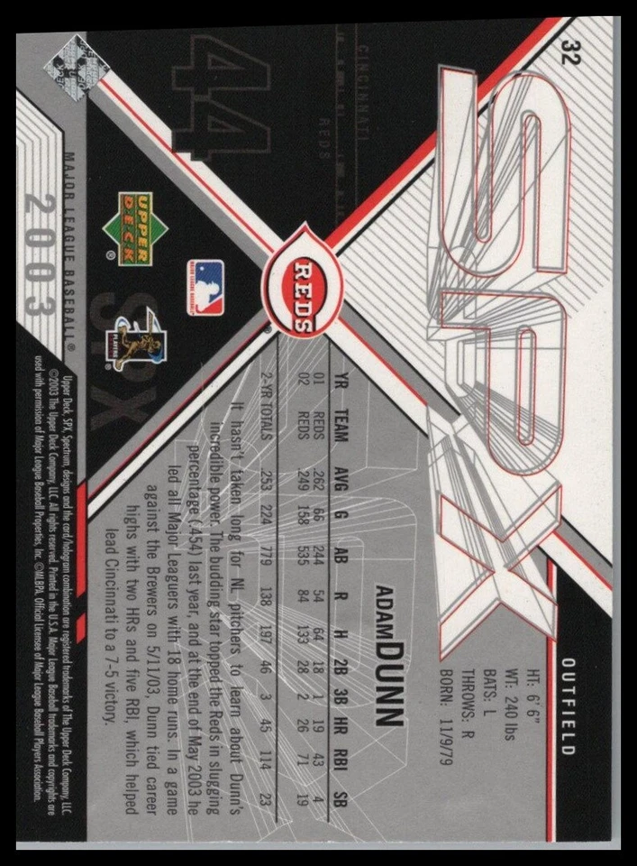 2003 SPx #32 Adam Dunn - Image 2 of 2
