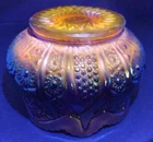 Vintage Indiana Heirloom Sunset Red Cadmium Glow In UV Carnival Glass Rose Bowl