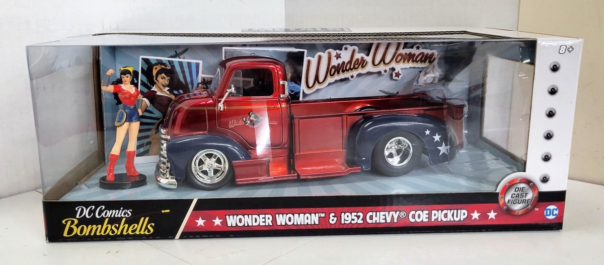 JADA Metal Die Cast DC Comics Bombshells Wonder Woman (1952 Chevy  Pickup)