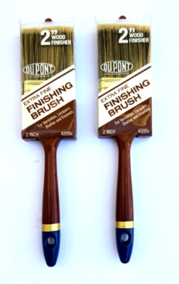 PAIR VTG Dupont 2'' Wood Finisher Paint Brush Tynex Golden Tapered Filament NOS