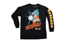 Dragon Ball Super Youth Boys Goku Unstoppable! Long Sleeve Black Shirt NWT XL