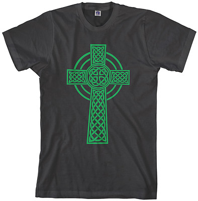 Threadrock Men's Green Celtic Cross T-shirt Irish Pride Religious