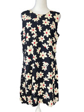 Express Womens Dress Size 9/10 Sleeveless Floral Mini  Black Ivory Red Rayon
