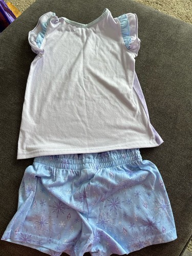 Girls Frozen II Elsa Anna Believe In Yourself Size 8 Pajama Set - Shorts And Tee - Picture 5 of 5