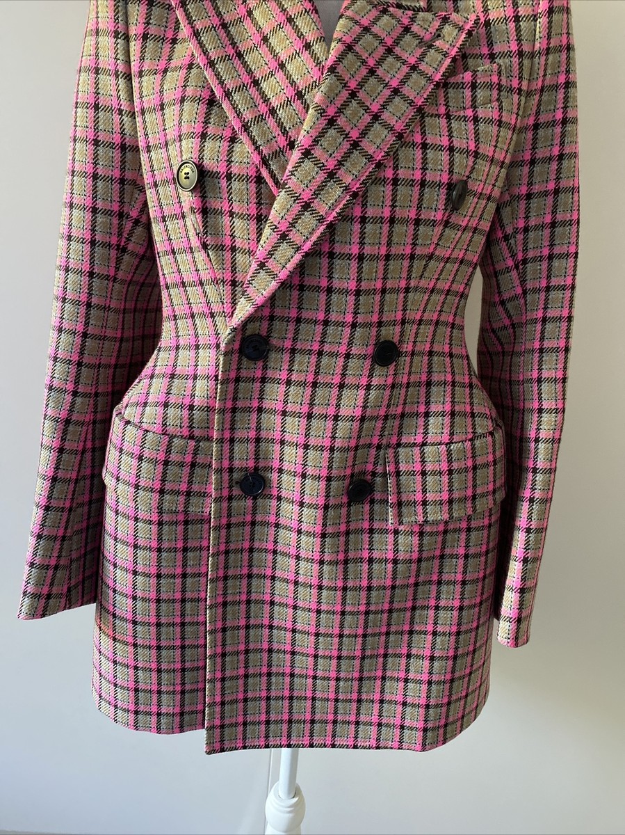 BALENCIAGAバレンシアガ　Hourglass Houndstooth Balenciaga Houndstooth Wool Double-breasted Hourglass Coat