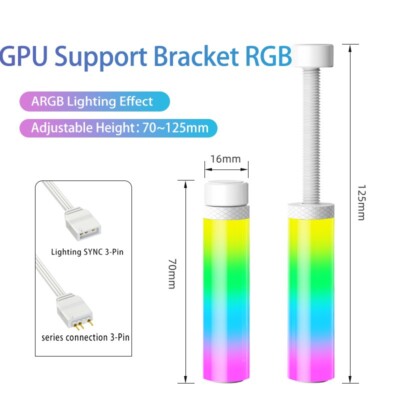 ARGB Graphics Card Support Bracket Magnetic 5V 3Pin 70-125mm GPU Stand Holder