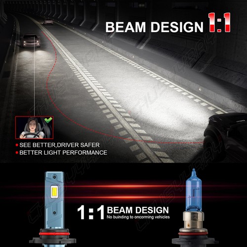 9005 9006 LED Headlights Kit Combo Bulbs 80W High Low Beam Super White Bright - Foto 6 di 12