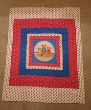Baby Quilt with Bears, Red, white, blue.