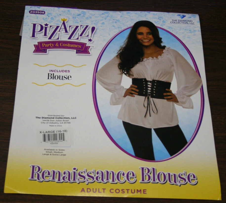 Adult White Renaissance Costume Blouse long sleeve medieval theatrical stage - Image 2 of 4