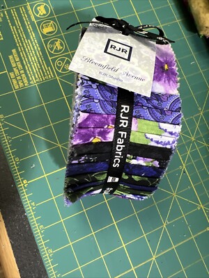 RJR Fabrics Bloomfield Avenue Jelly Roll purple pansies violets