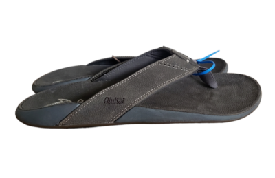 Olu Kai size 12 Gray and Black Flip Flops OluKai Ohana Men main image 2