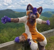 Fursuit Long Haired Dog Animal Mascot Party Costume Walking Halloween Role