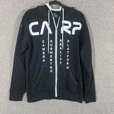 Meta Hoodie Sweatshirt Mens Medium Black CARP Full Zip Athleisure Long Sleeves