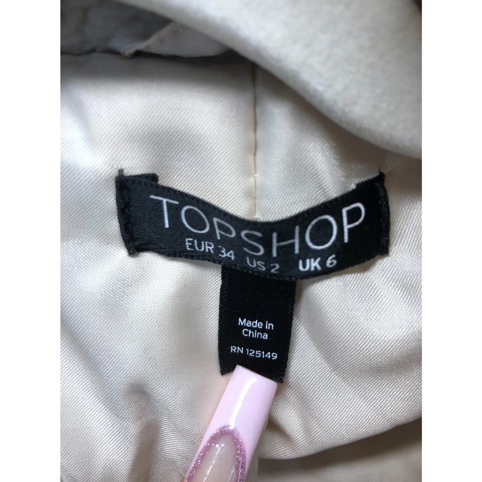 Topshop Cream Oversized Boxy Short Teddy Coat XS - US 2 - Image 3 of 4