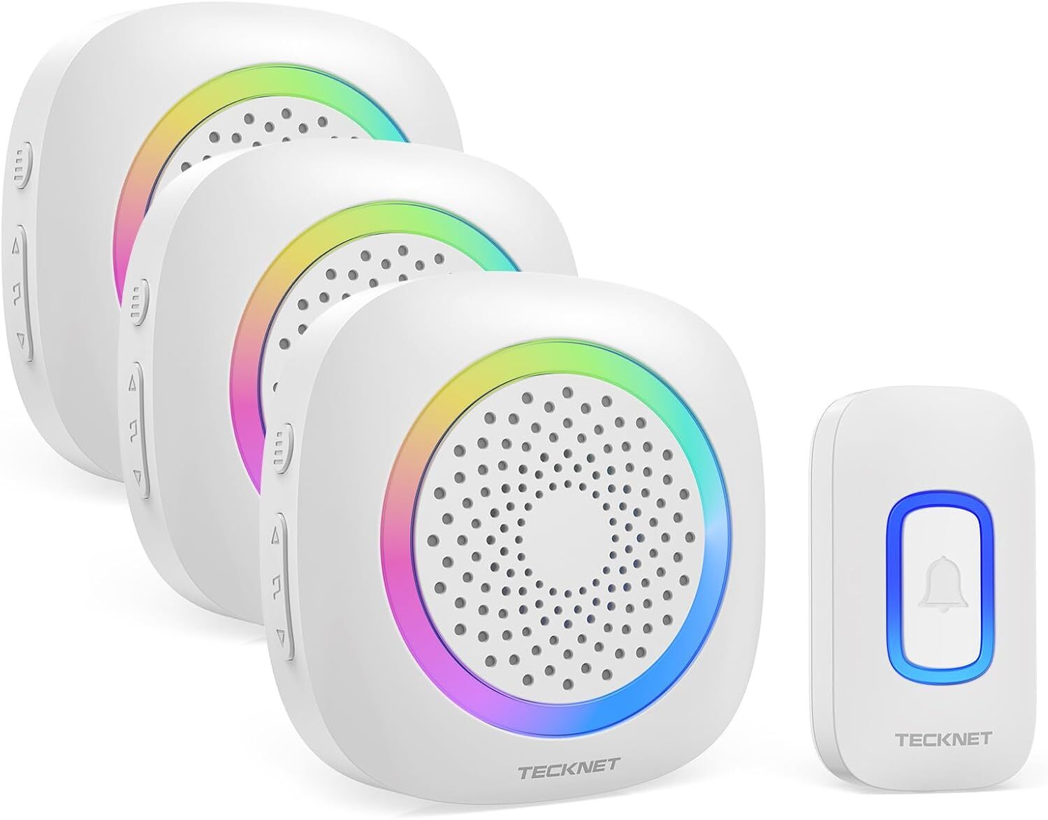 TECKNET Wireless Doorbell Kit with 3 RGB Light Remotes and Battery Operation