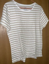 Croft & Barrow Women's Classic Tee Shirt Top Sz XL - Tan Stripe - New