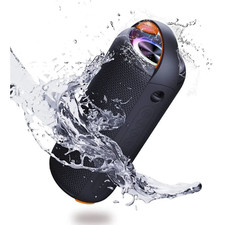 Portable Bluetooth Speaker, IPX6 Waterproof, Black Wireless Speaker with LED Lig