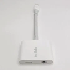 Original Belkin 3.5mm Audio + Charge Audio Adapter for iPhone 14 13 12 11 XR SE