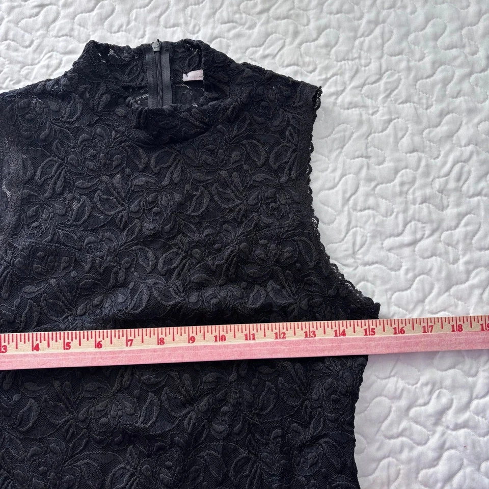 Soprano Black Floral Embroidered Lace Highneck Bodycon Sleeveless Dress size M - Image 4 of 4