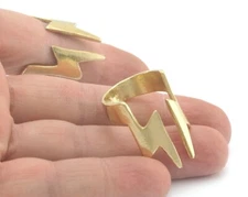 Thunder Statement ring Adjustable Ring Raw Brass (8.5US 9.5US inner size) 4294