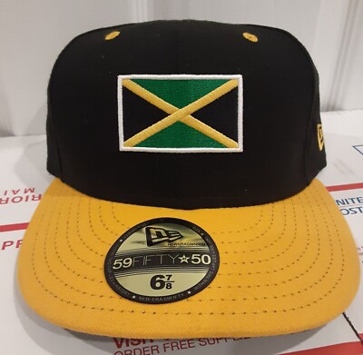 5950 New Era Cap 59Fifty Jamaica Jamaican Flag 6-7/8 Super Rare Vintage NewEra