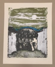 Sergio Vacchi autoritratto litografia a colori 1965 autografato e numerato 51/65