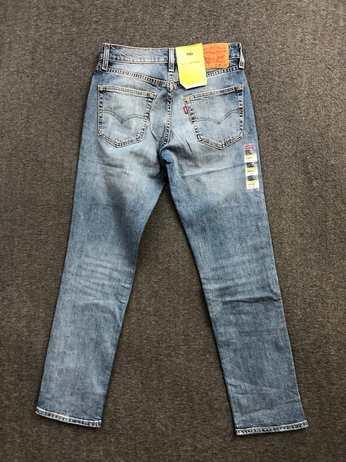 Levi's 512 Men Distressed Denim Medium Stone Wash Jeans Slim Fit Size