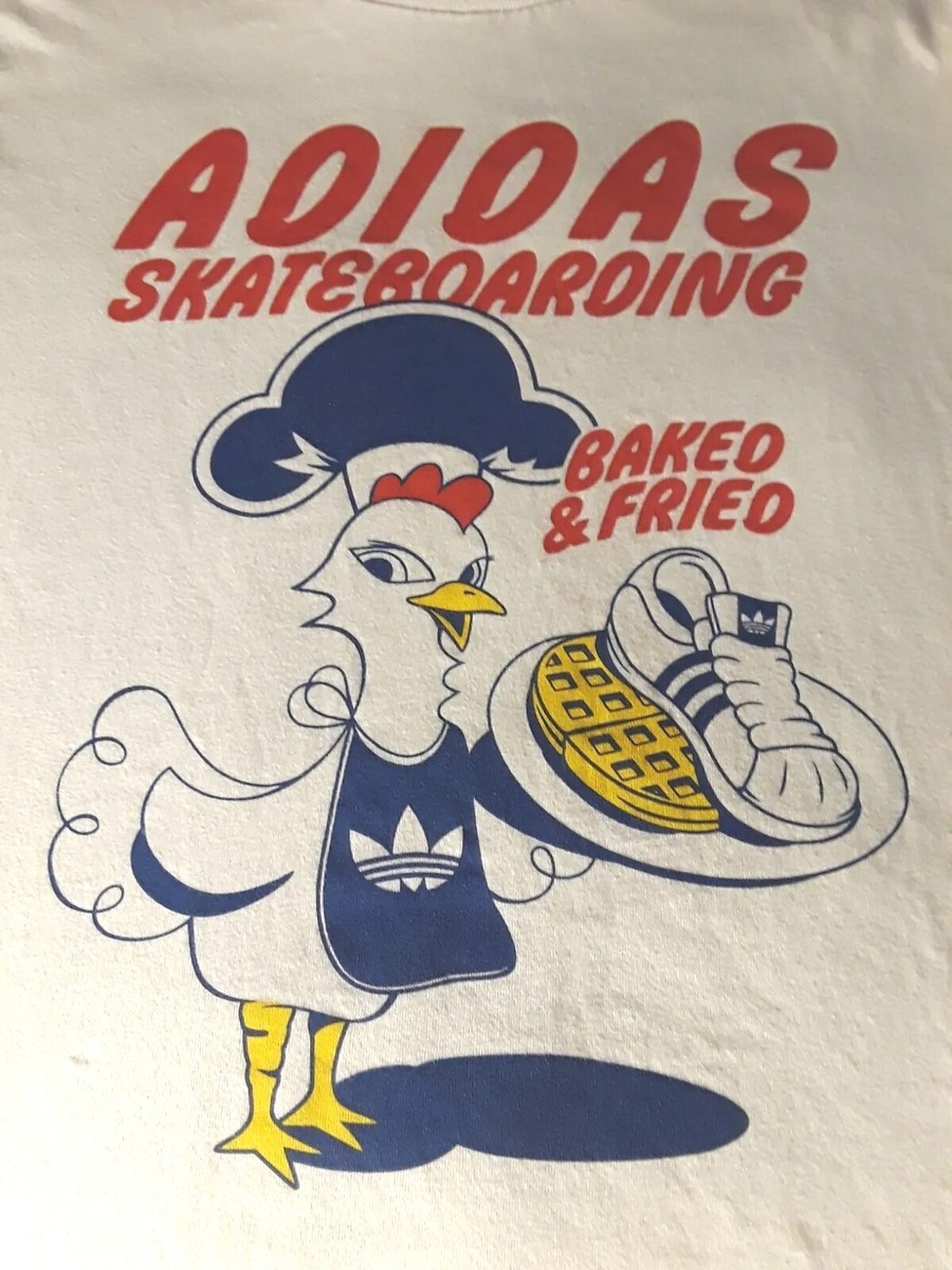 RARE adidas CHICKEN BAKED & FRIED SKATEBOARDING T-SHIRT S