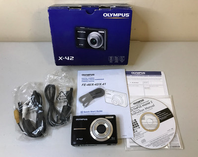 Olympus X-42  Digital Camera Black - NO FLASH, READ - w/ Box, Cables, Manual