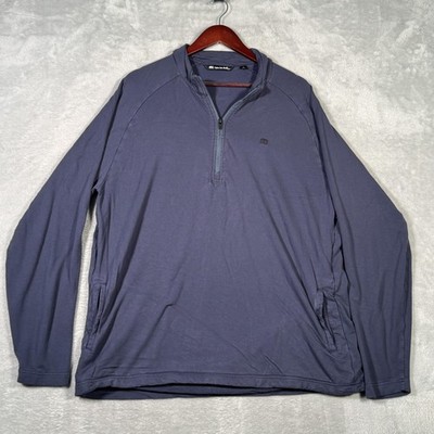 TravisMathew Pullover Mens XL Blue Quarter Zip Golf Stretch Sweater Networking