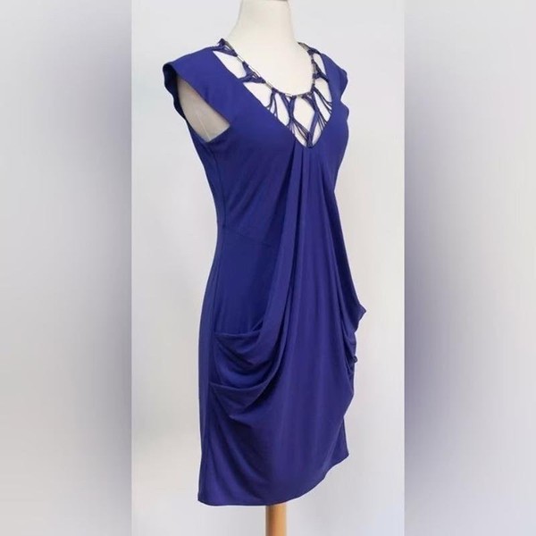 Women Karen Millen Dress Navy Viscose 36 #9S4L