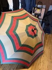 RARE Vintage 1960  s Gucci Parasol Doorman's horsebit print wood handle umbrella