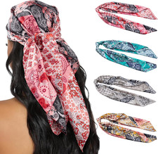 4PCS Head Scarf for Women 35  Head Scarves Silk Like Satin Neck Scarfs Square Ba