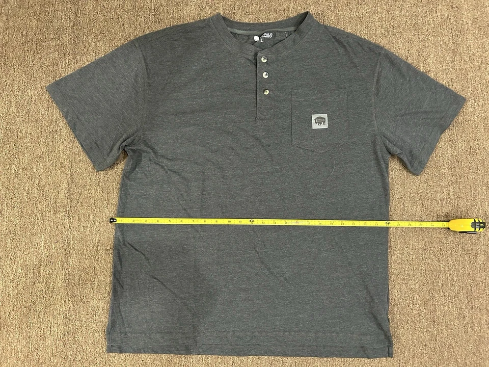 677 Buffalo Outdoors Men’s L 3 Button Henley Short Sleeve T-Shirt Gray - Image 2 of 4