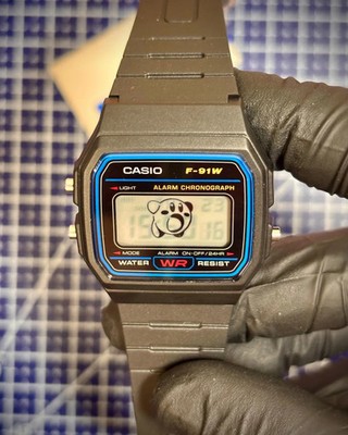 Casio F-91W Cute Character Silhouette Mod   Custom LCD Design