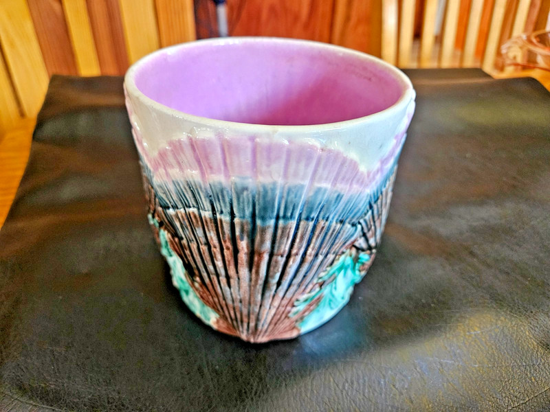Rare Antique 1880s Griffen Smith Hill Etruscan Majolica Shell Coral Seaweed Bowl