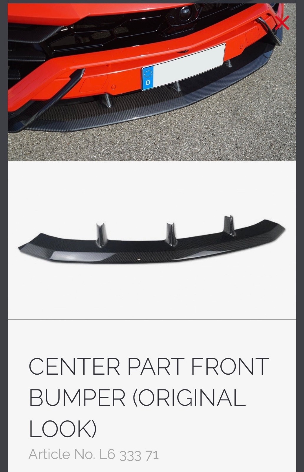 Lamborghini Urus Front Bumper