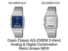 Casio Classic AQ-230EM 2-Hand Analog & Digital Combination Retro Unisex NEW