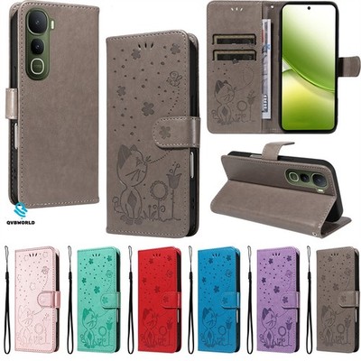 Handy Hülle für Vivo Y400 X300 V60 V50 Y39 Y19S Katze Prägung Flip Wallet Case